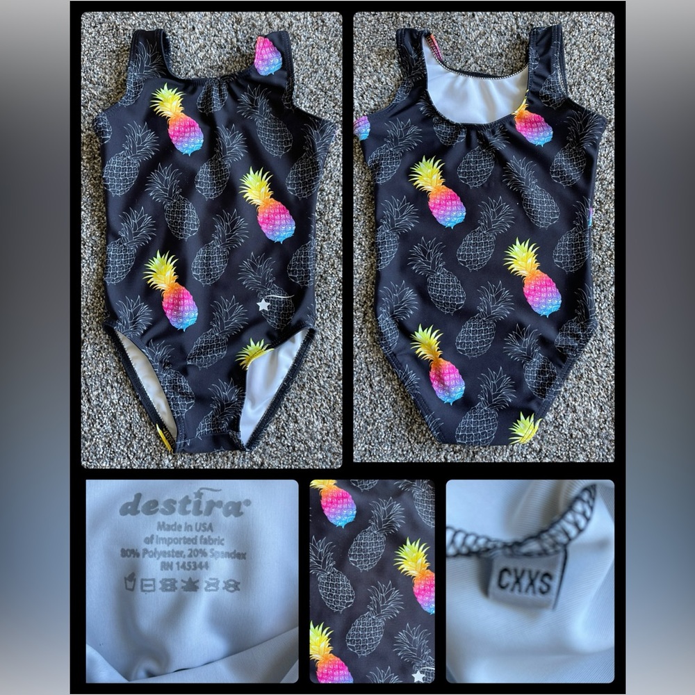 New! CXXS (3T) Poppin' Pineapple destira Leotard + Scrunchie
